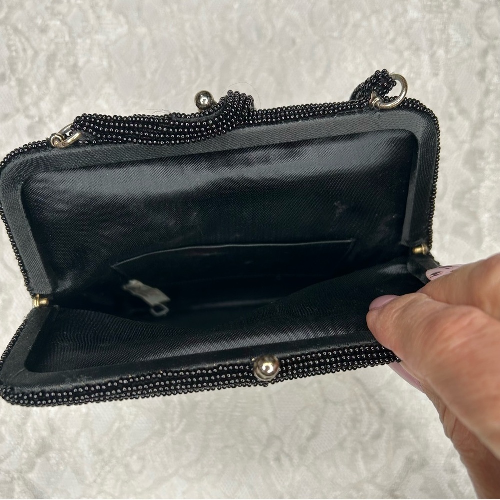 Dellil Vintage 60's Hand Made Black Beaded Evening Handbag Glamcore Quiet Luxury - Picture 8 of 17